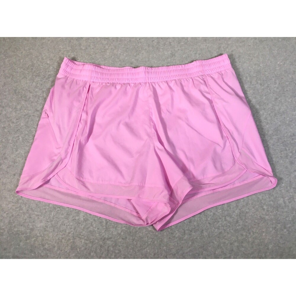 ATHLETA Women's 2X Racer Run Pink Mesh Mid Rise 4” Inseam Athletic Shorts